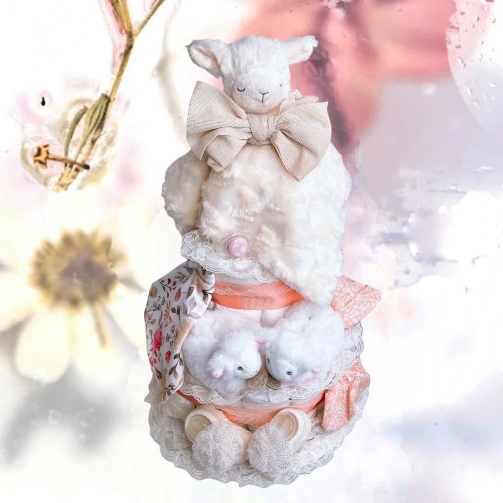 Lamb Diaper Cake, Easter Baby Shower